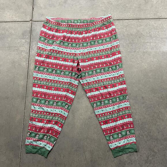 Disney Pants Mens 2XL Red Green Mickey Mouse Christmas Lounge Jogger Pajama - Picture 1 of 6